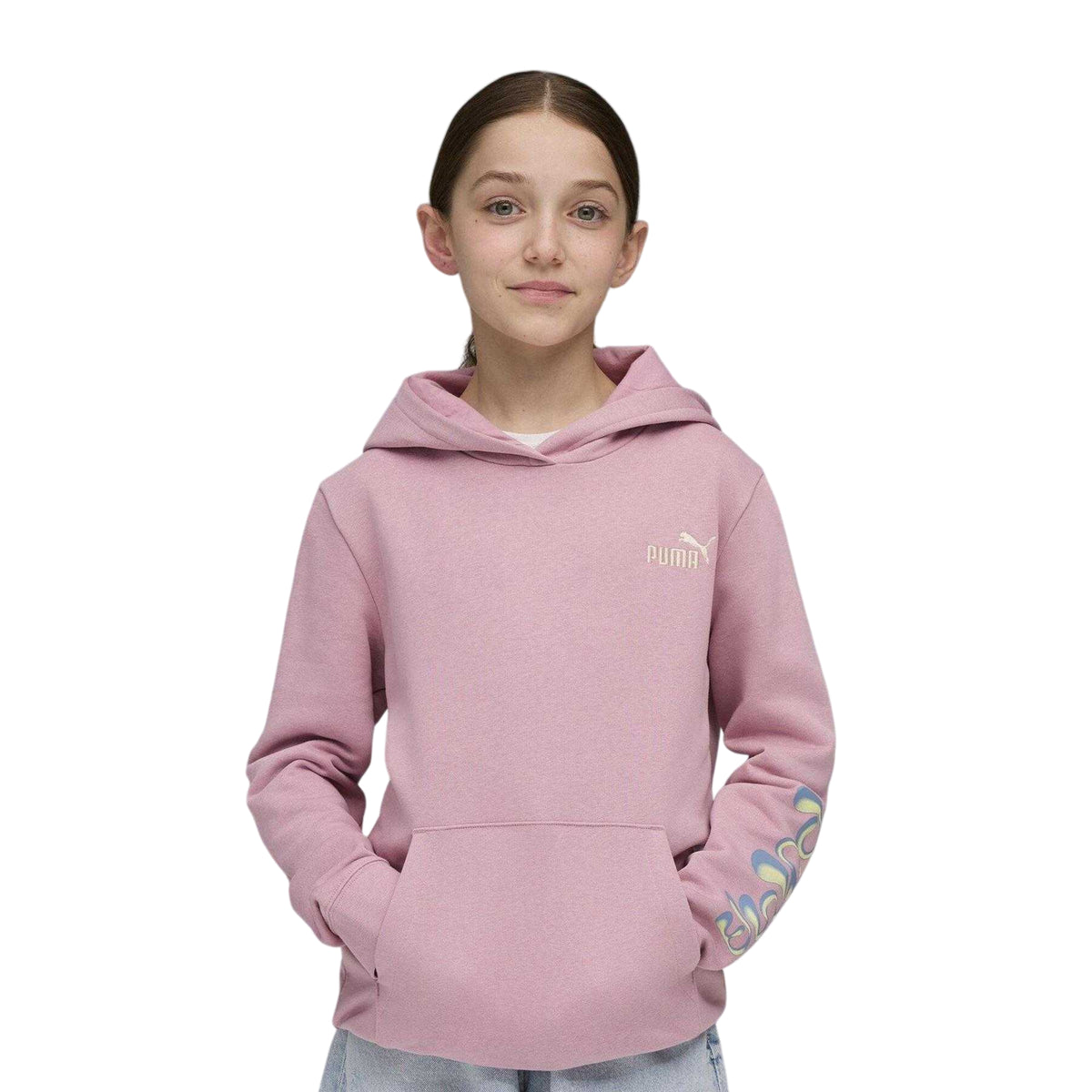 Pink - Side - Puma Childrens-Kids Tweenerverse Overhead Hoodie