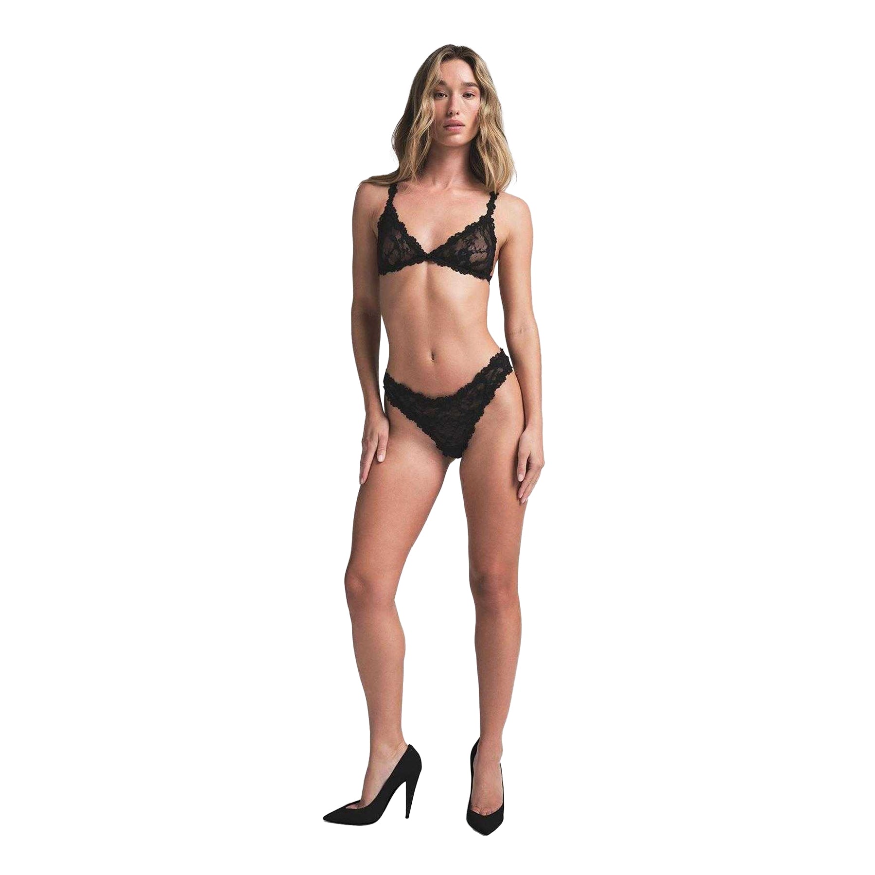 Soot Grey - Pack Shot - Skims Womens-Ladies Lace Stretch Triangle Cups Bralette