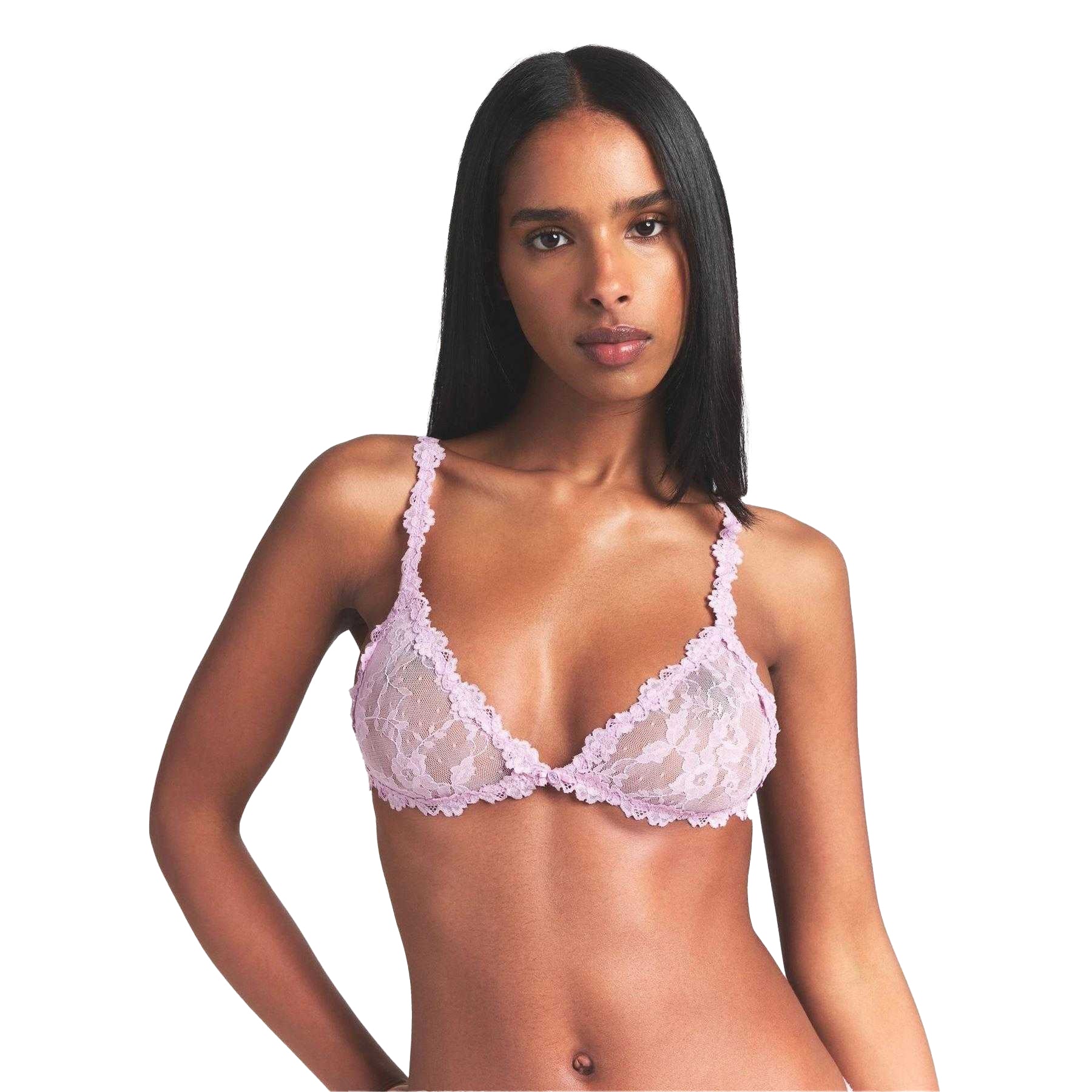 Baby Pink - Side - Skims Womens-Ladies Lace Stretch Triangle Cups Bralette