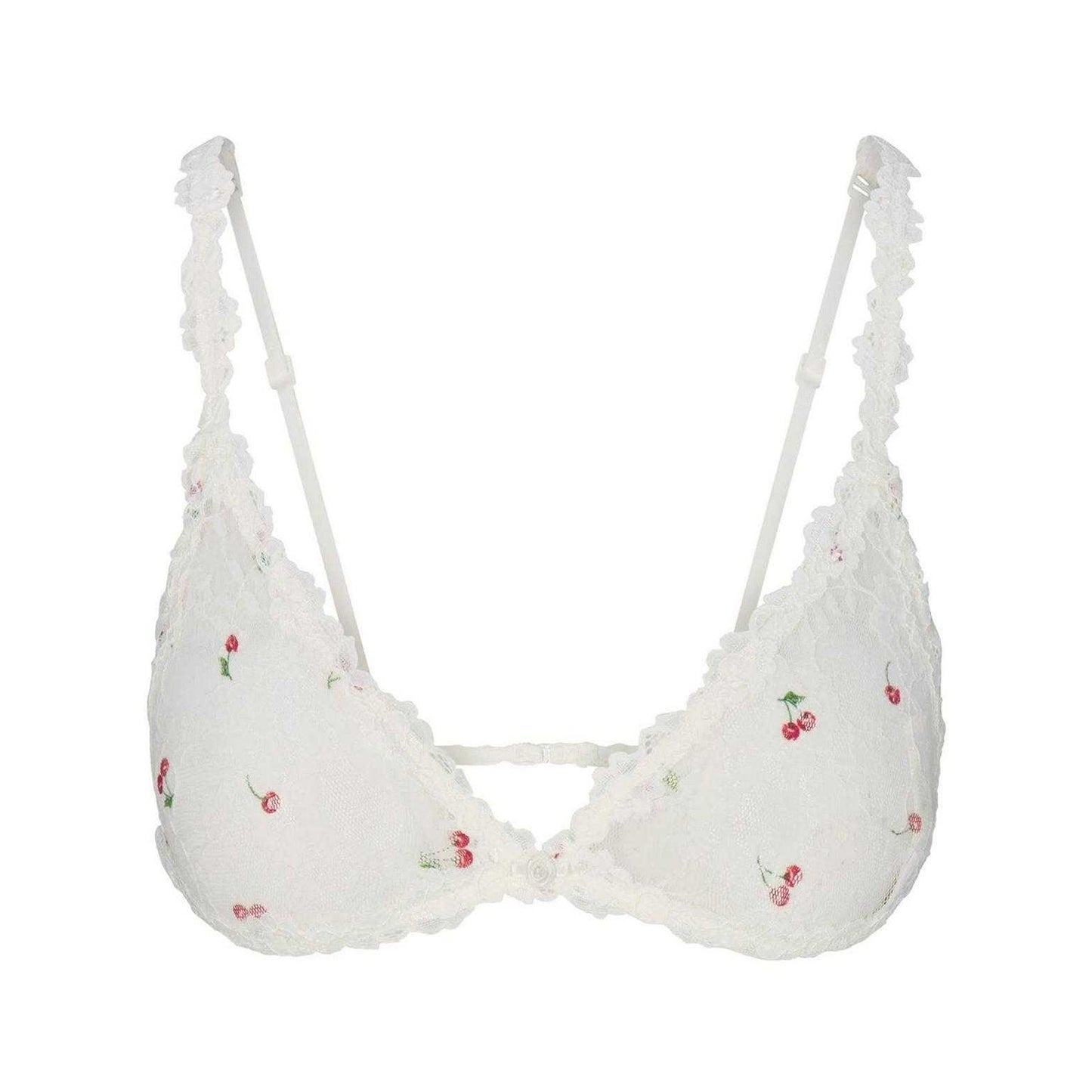 Ivory-Cherry - Front - Skims Womens-Ladies Lace Stretch Triangle Cups Bralette