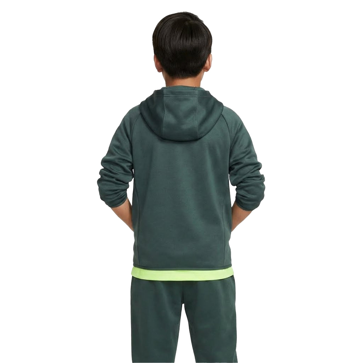 Vintage Green - Back - Nike Childrens-Kids Therma Fit Long-Sleeved Full Zip Hoodie
