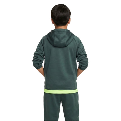 Vintage Green - Back - Nike Childrens-Kids Therma Fit Long-Sleeved Full Zip Hoodie