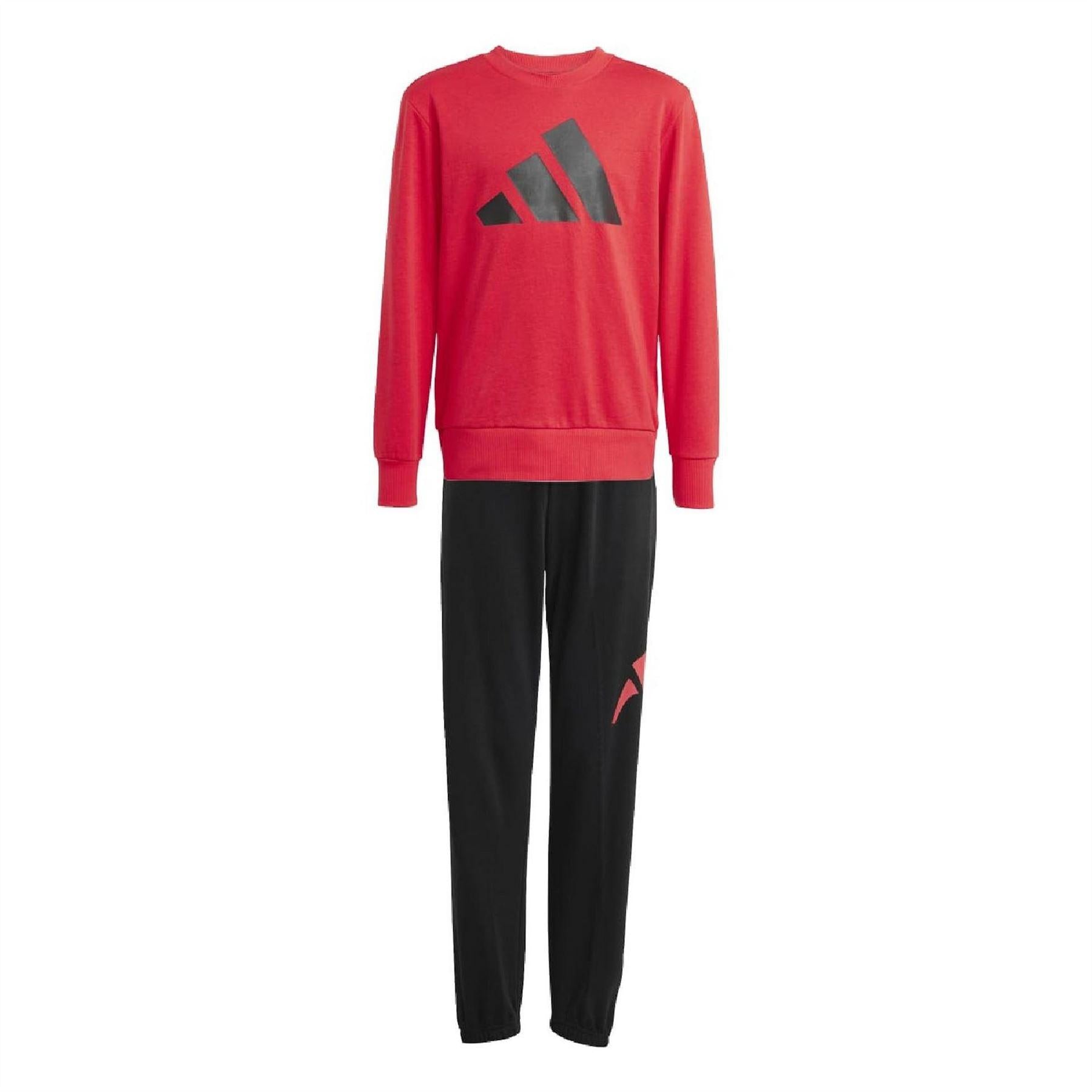 Ruby Red - Front - Adidas Childrens-Kids Essentials Hoodie And Joggers Set