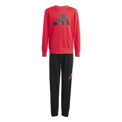 Ruby Red - Front - Adidas Childrens-Kids Essentials Hoodie And Joggers Set