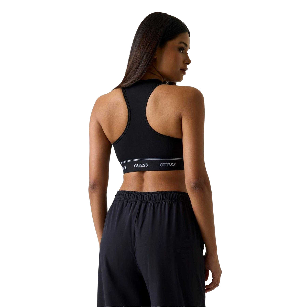 Jet Black - Back - Guess Womens-Ladies Alba Stretch Jersey Bralette