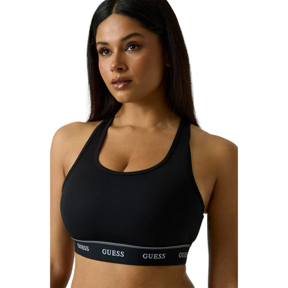 Jet Black - Side - Guess Womens-Ladies Alba Stretch Jersey Bralette