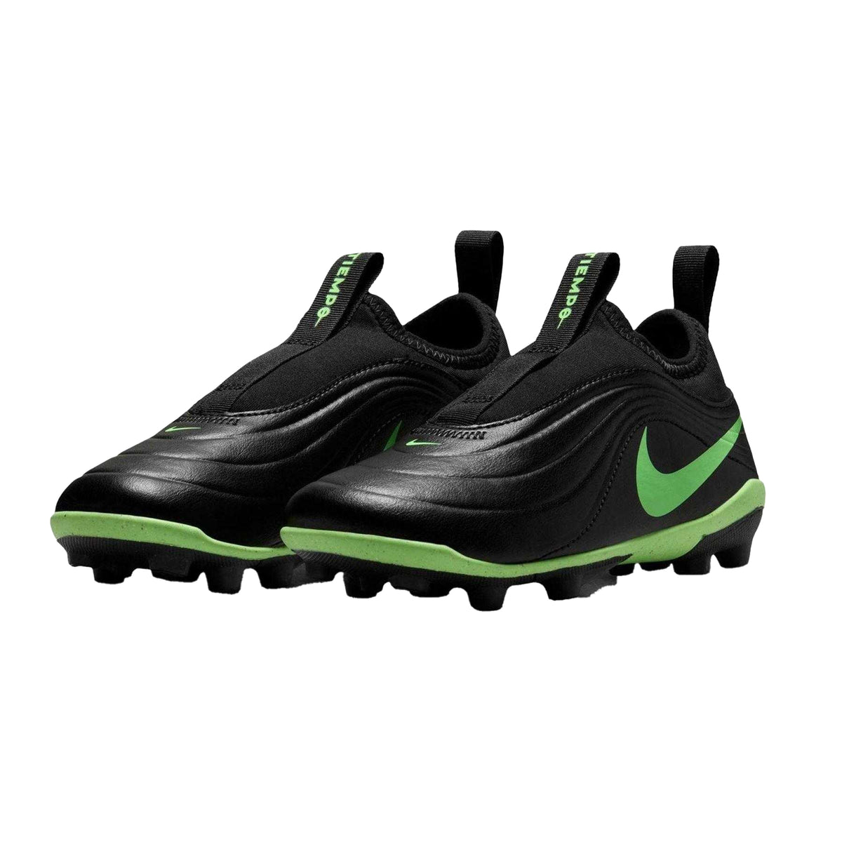 Black-Green - Side - Nike Childrens-Kids Tiempo Club Firm Ground Football Boots