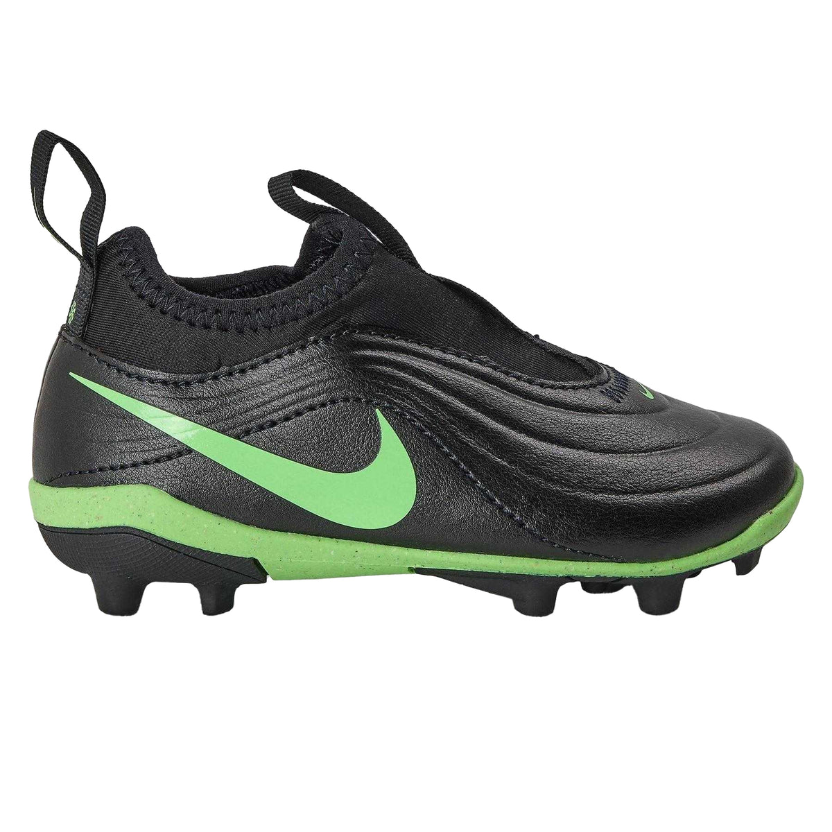 Black-Green - Front - Nike Childrens-Kids Tiempo Club Firm Ground Football Boots