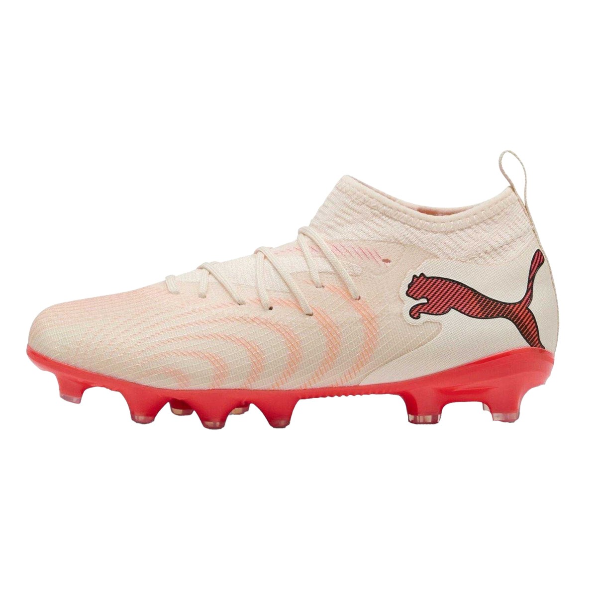Almond-Red - Back - Puma Childrens-Kids Future 9 Match Firm Ground Football Boots