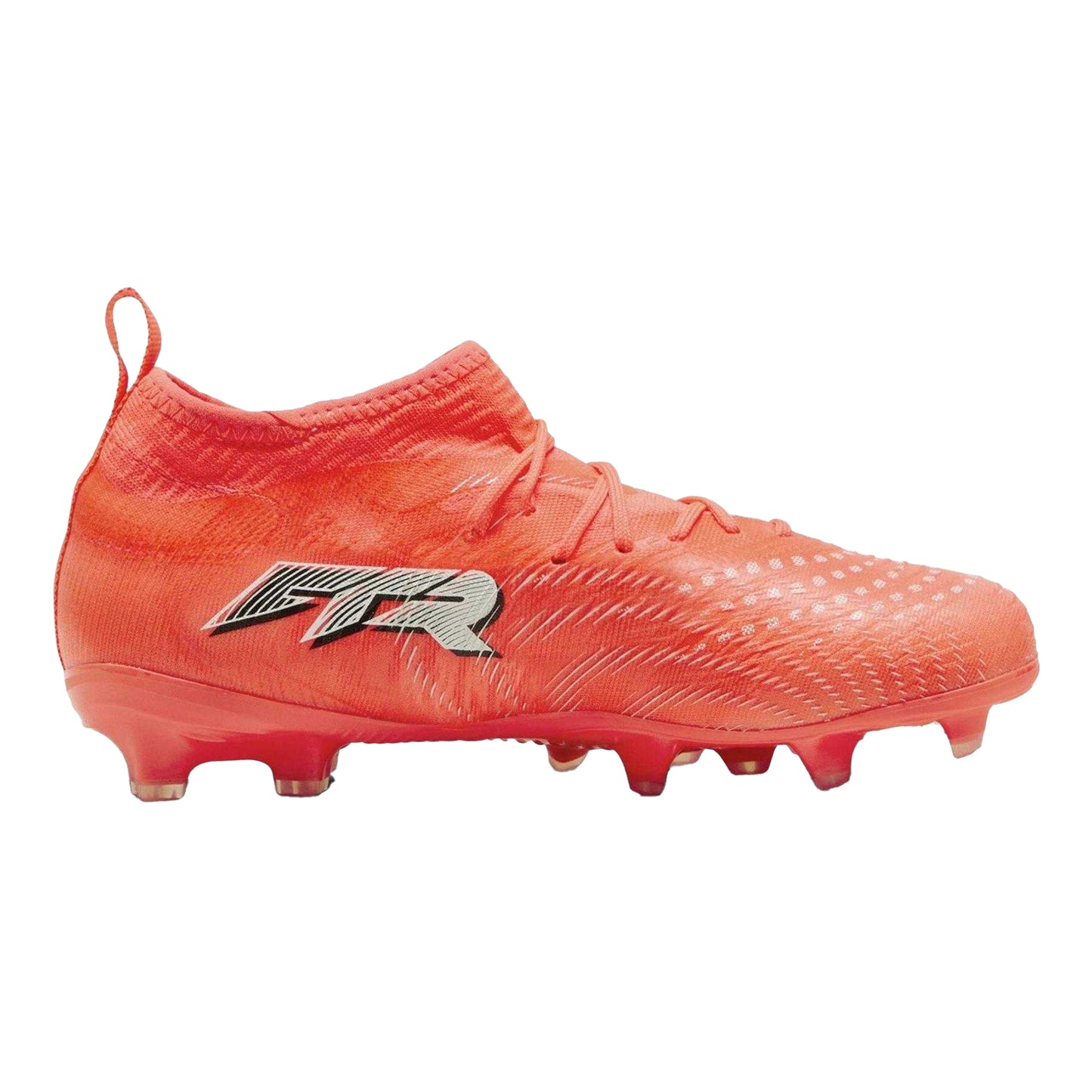 Red-Silver - Front - Puma Childrens-Kids Future 9 Match Firm Ground Football Boots