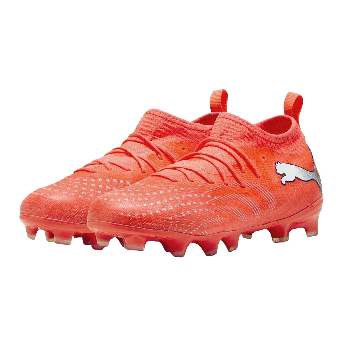 Red-Silver - Pack Shot - Puma Childrens-Kids Future 9 Match Firm Ground Football Boots