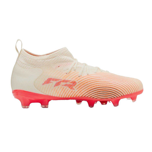 Almond-Red - Front - Puma Childrens-Kids Future 9 Match Firm Ground Football Boots