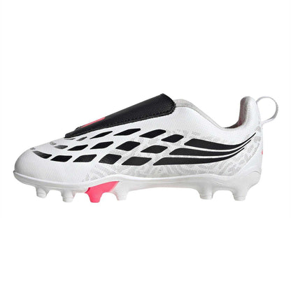 White-Coral - Side - Predator Childrens-Kids Predator Laceless Firm Ground Football Boots