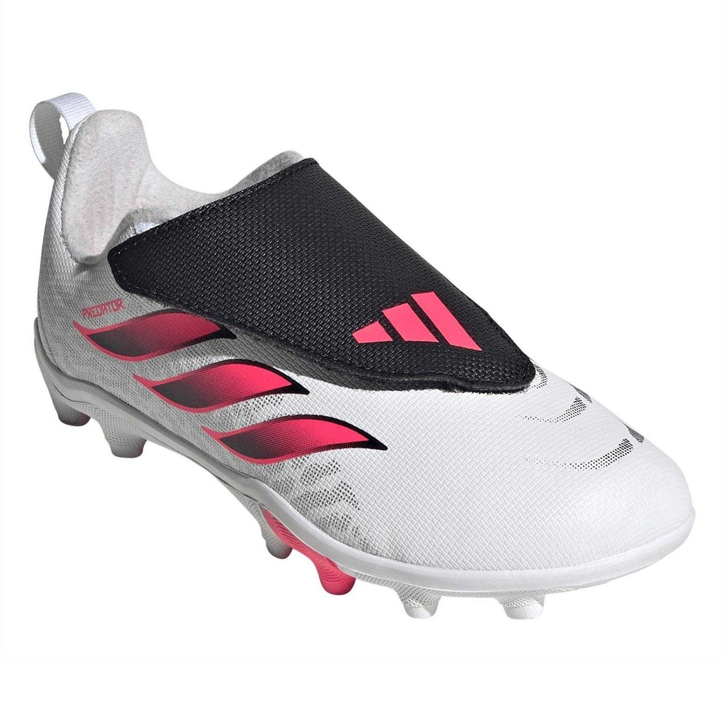 White-Coral - Pack Shot - Predator Childrens-Kids Predator Laceless Firm Ground Football Boots