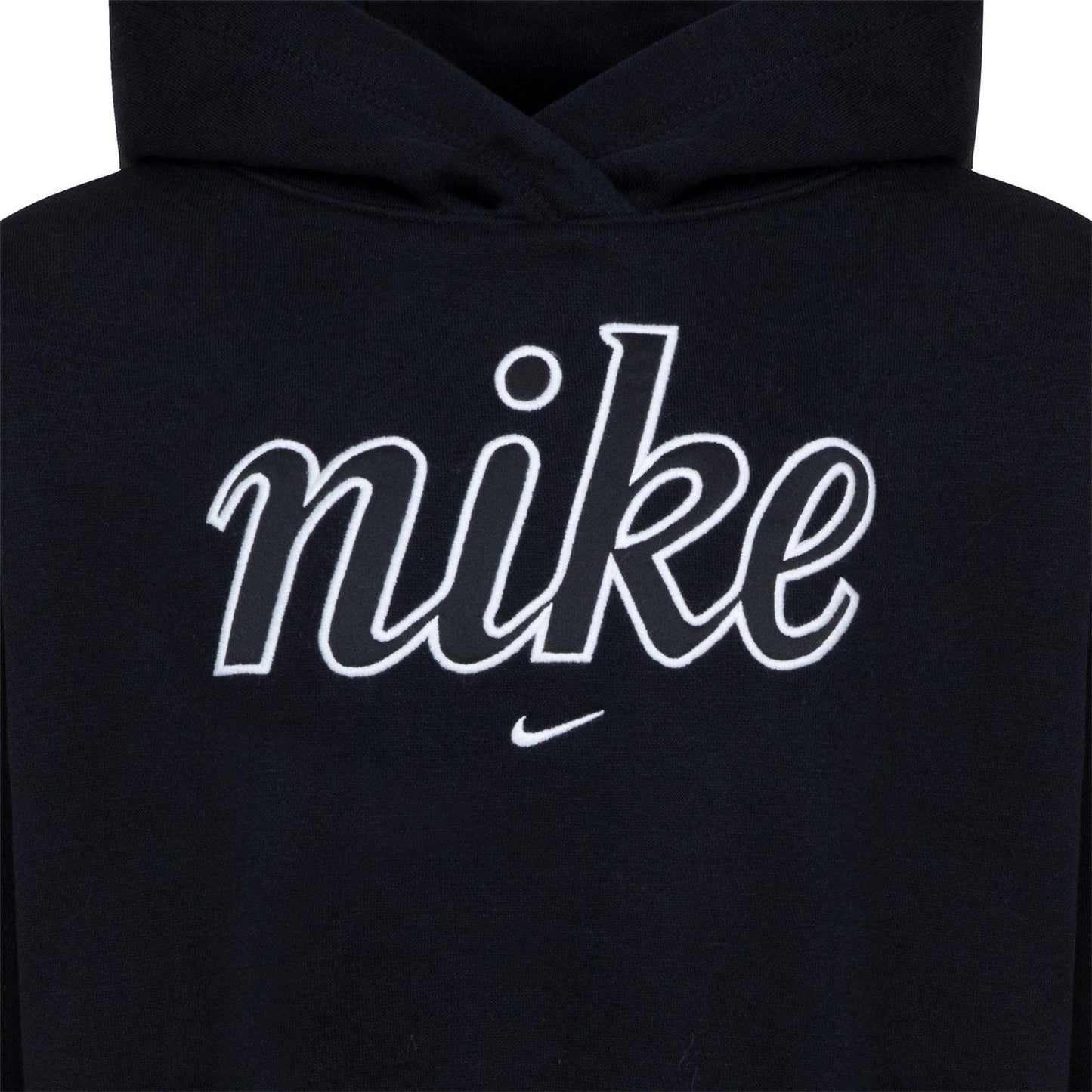 Black - Side - Nike Girls Sportswear Club Fleece Boxy Hoodie