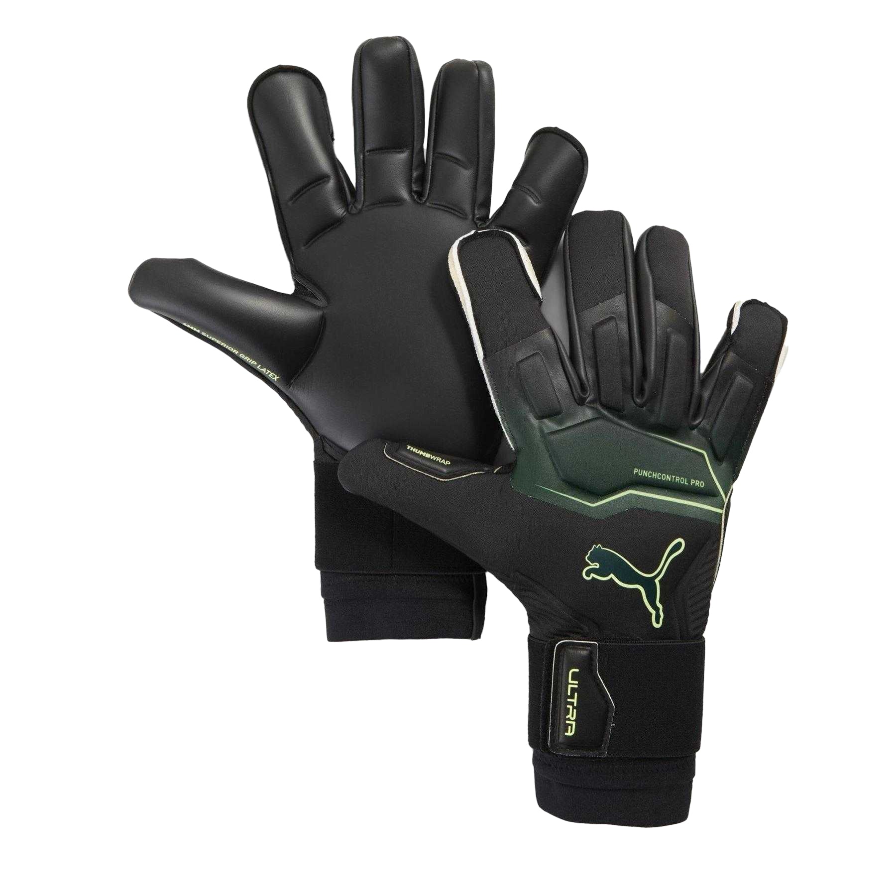 Black-Green - Front - Puma Unisex Adult Ultra Ultimate Hybrid Goalkeeper Gloves