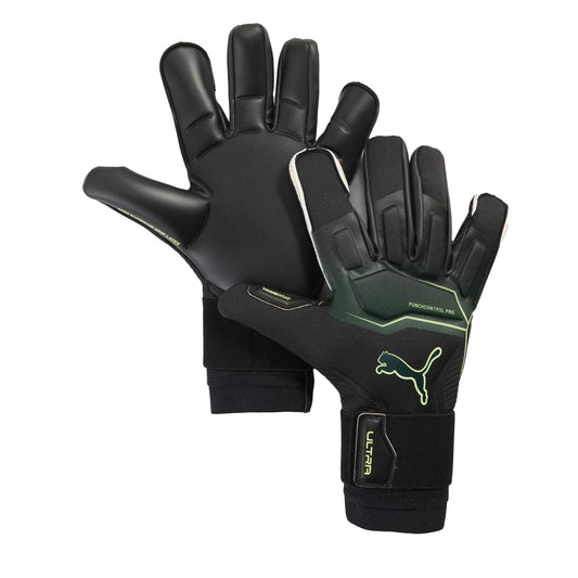 Black-Green - Front - Puma Unisex Adult Ultra Ultimate Hybrid Goalkeeper Gloves