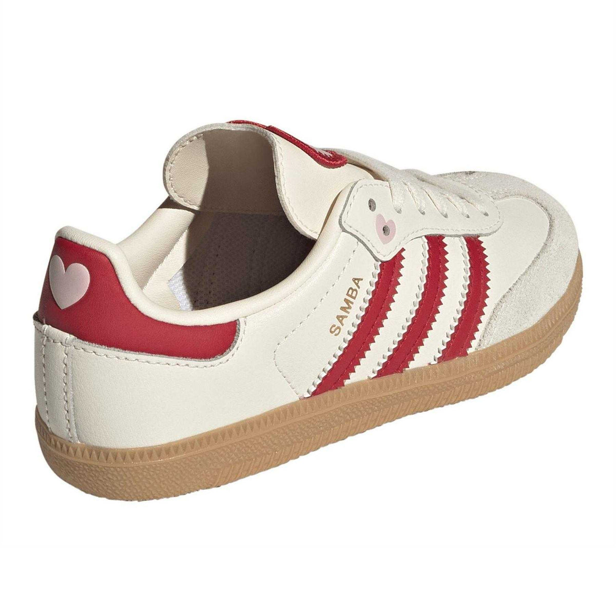 Cream-Red - Back - Adidas Childrens-Kids Samba OG Leather Trainers