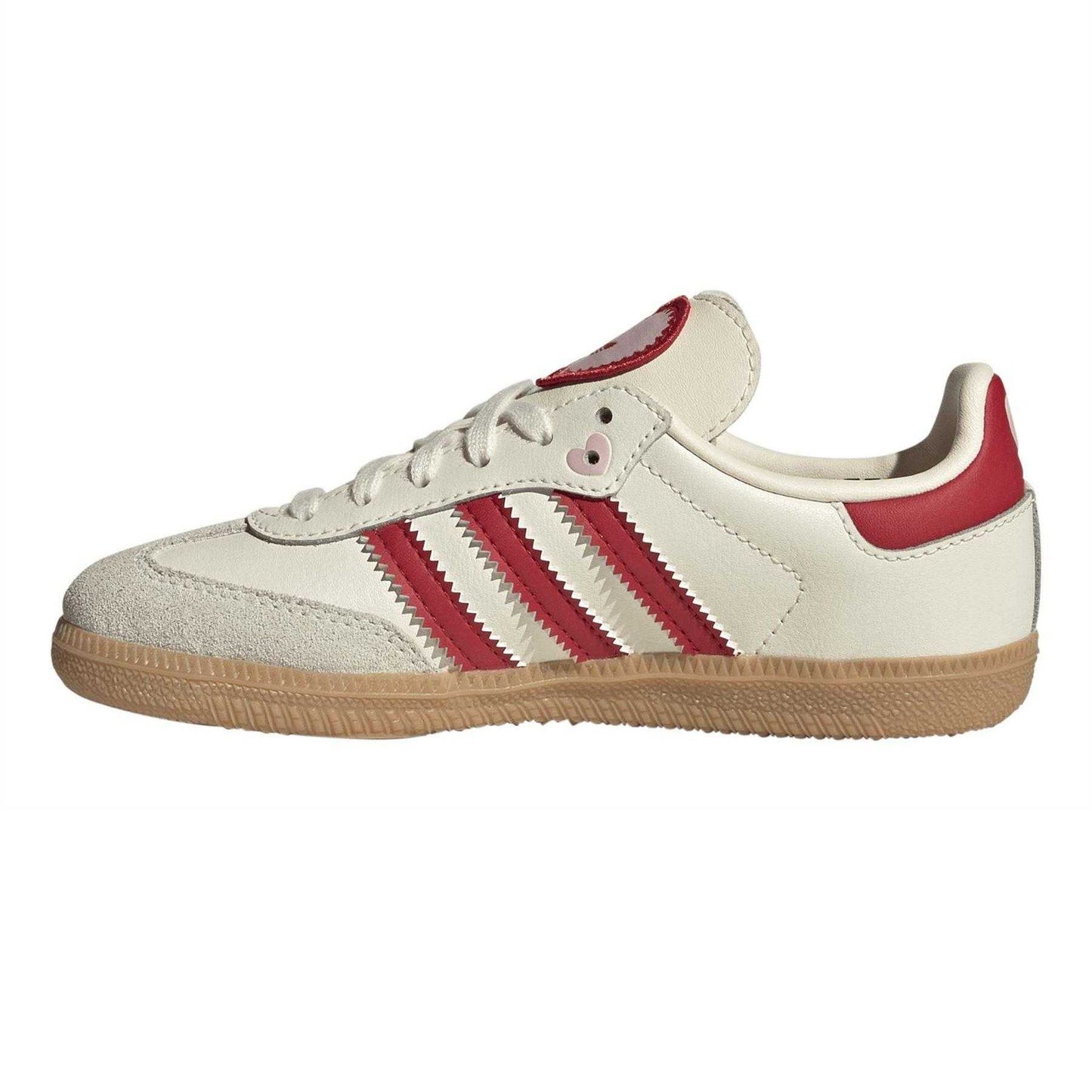 Cream-Red - Side - Adidas Childrens-Kids Samba OG Leather Trainers