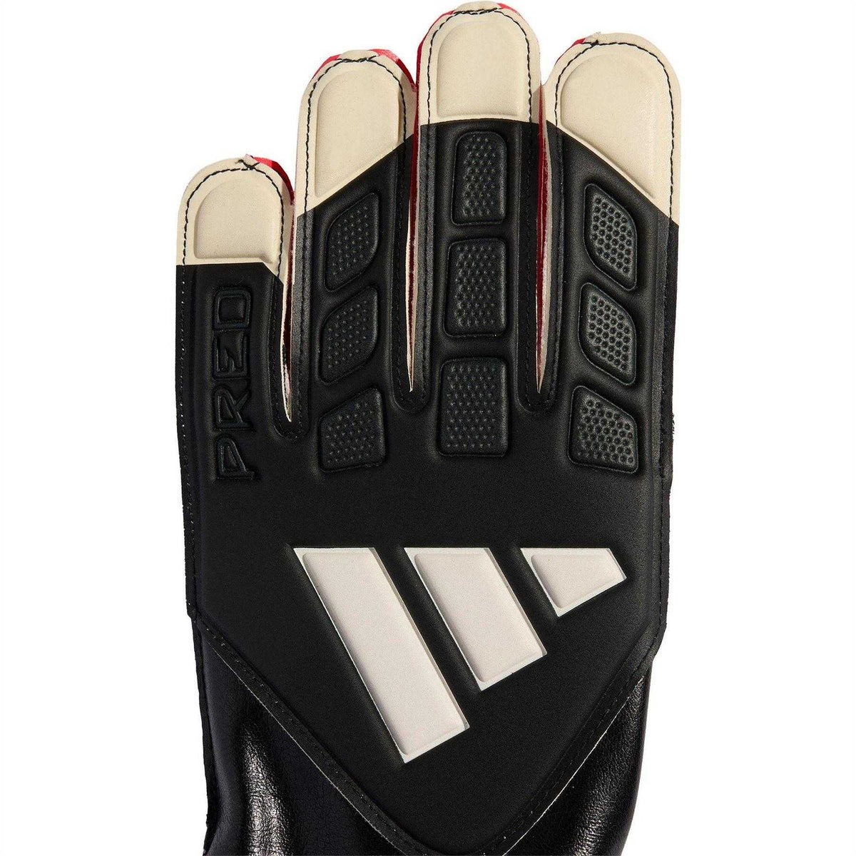 Black-Red - Pack Shot - Adidas Childrens-Kids Predator 3 Stripes Goalkeeper Gloves