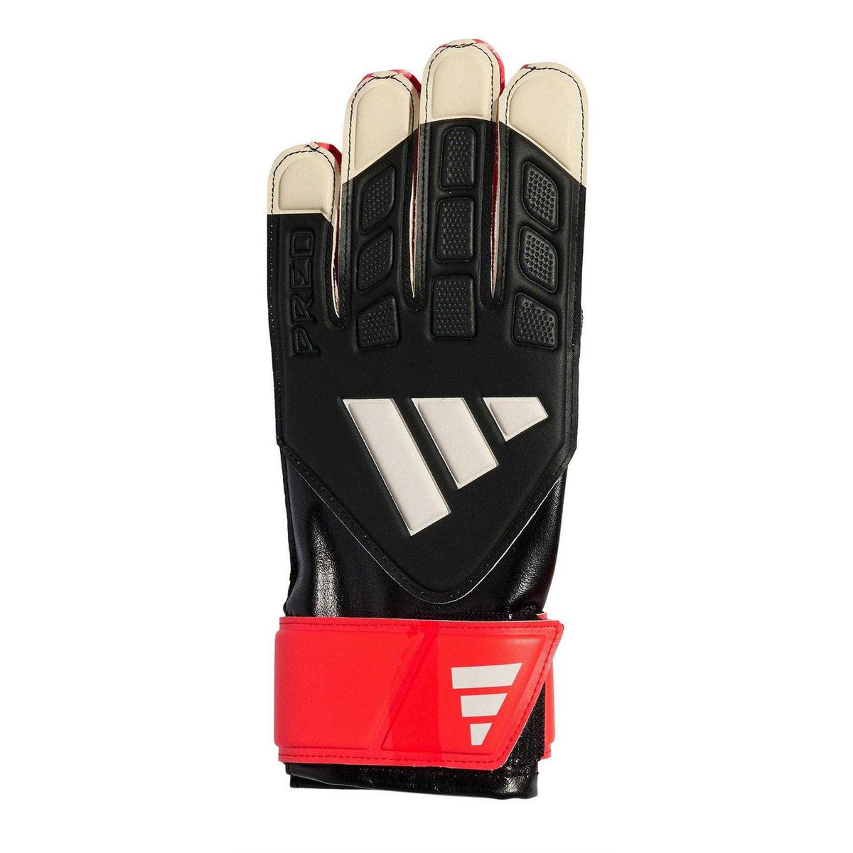 Black-Red - Front - Adidas Childrens-Kids Predator 3 Stripes Goalkeeper Gloves