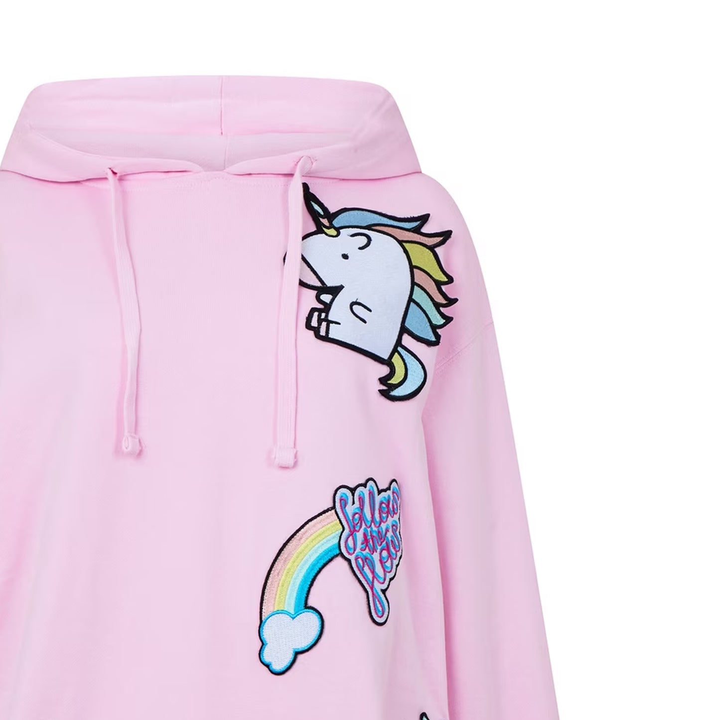 Pink - Side - Diadora Girls Unicorn Overhead Drawstring Hoodie