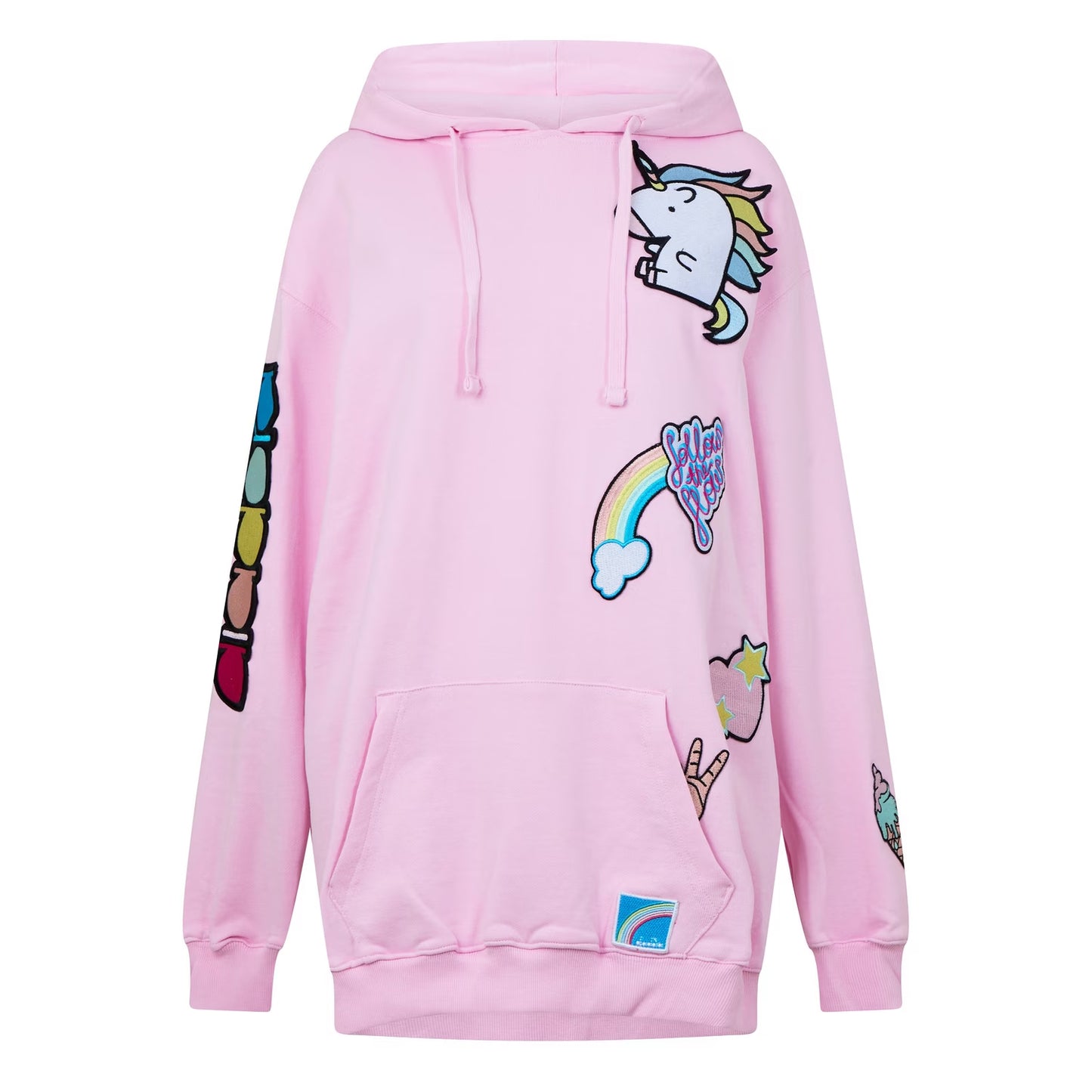 Pink - Front - Diadora Girls Unicorn Overhead Drawstring Hoodie