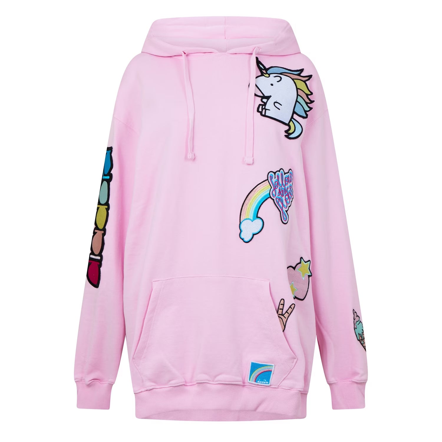 Pink - Front - Diadora Girls Unicorn Overhead Drawstring Hoodie