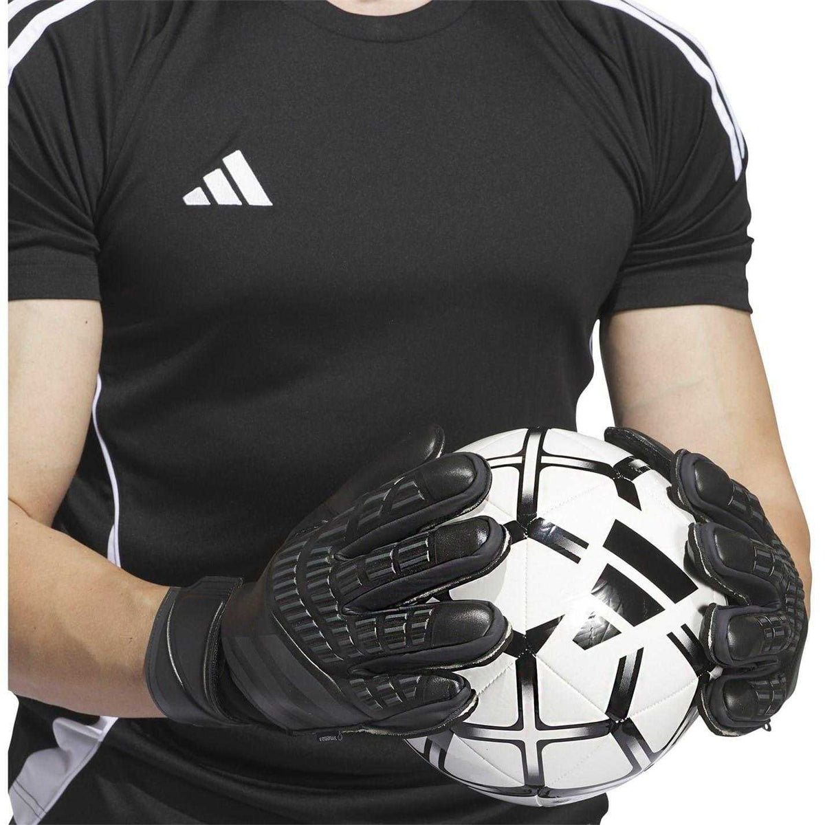 Black - Close up - Adidas Unisex Adult Predator Match Fingersave Goalkeeper Gloves