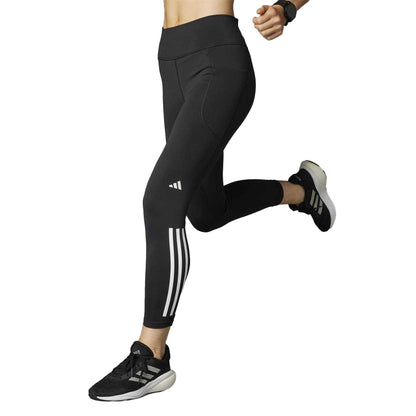 Black - Lifestyle - Adidas Womens-Ladies Daily Run 3 Stripes High Rise Leggings