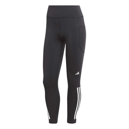 Black - Front - Adidas Womens-Ladies Daily Run 3 Stripes High Rise Leggings