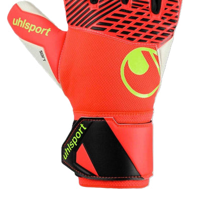 Fluorescent Red - Side - UHL Sport Unisex Adult Fangmaschine Soft Goalkeeper Gloves