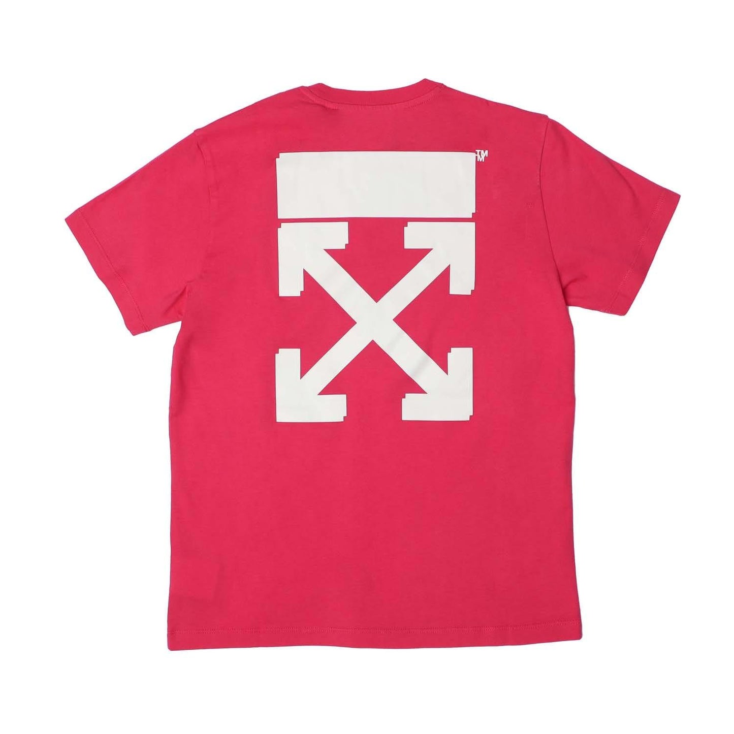 Pink-White - Back - Off White Childrens-Kids Arrow Rubber T-Shirt
