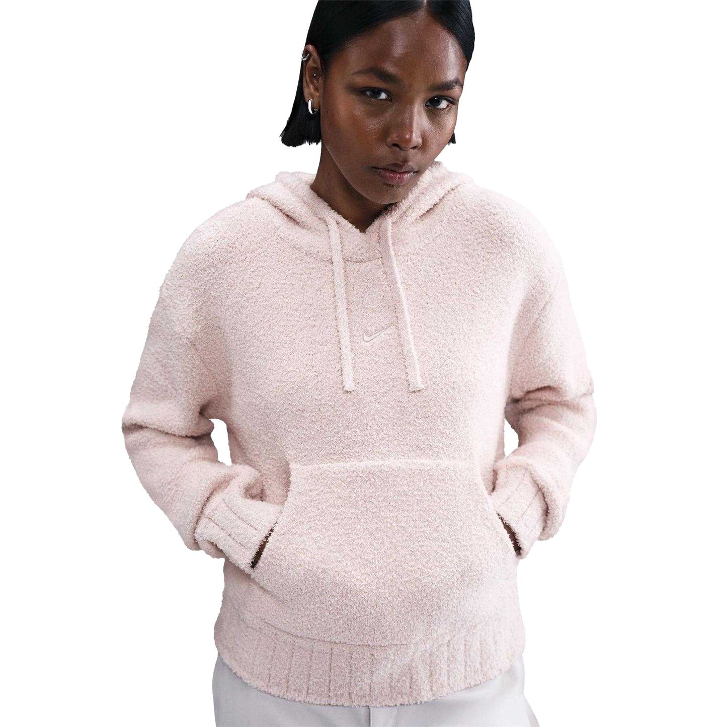 Pink - Side - Nike Womens-Ladies Phoenix Bouclé Hoodie