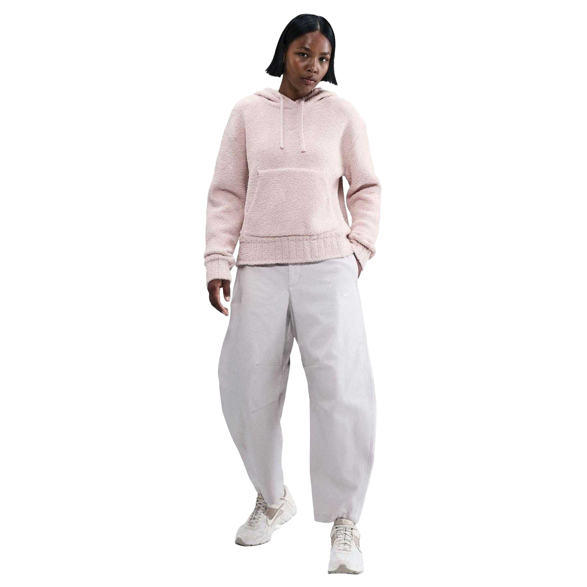 Pink - Pack Shot - Nike Womens-Ladies Phoenix Bouclé Hoodie