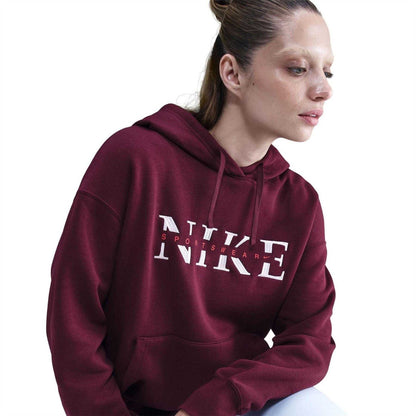 Bordeaux - Pack Shot - Nike Womens-Ladies Phoenix Fleece Pullover Hoodie
