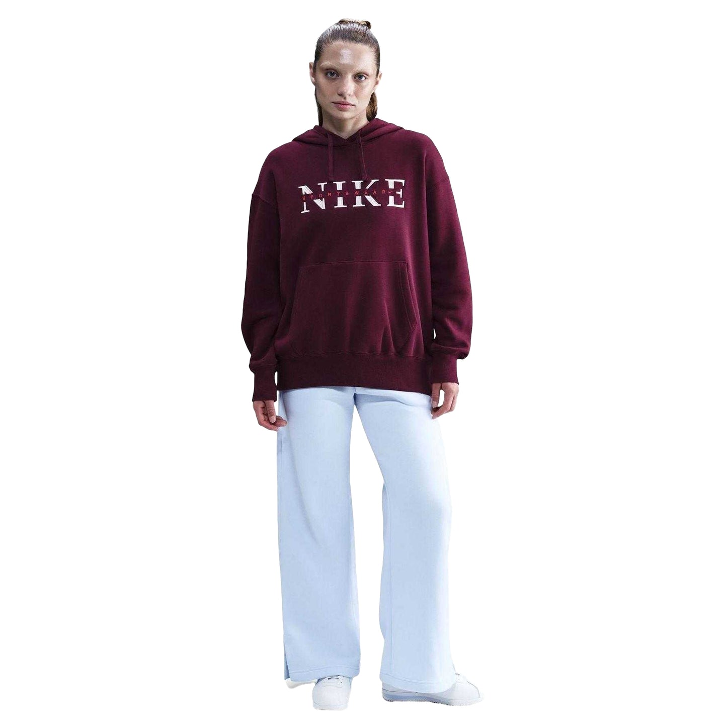 Bordeaux - Close up - Nike Womens-Ladies Phoenix Fleece Pullover Hoodie