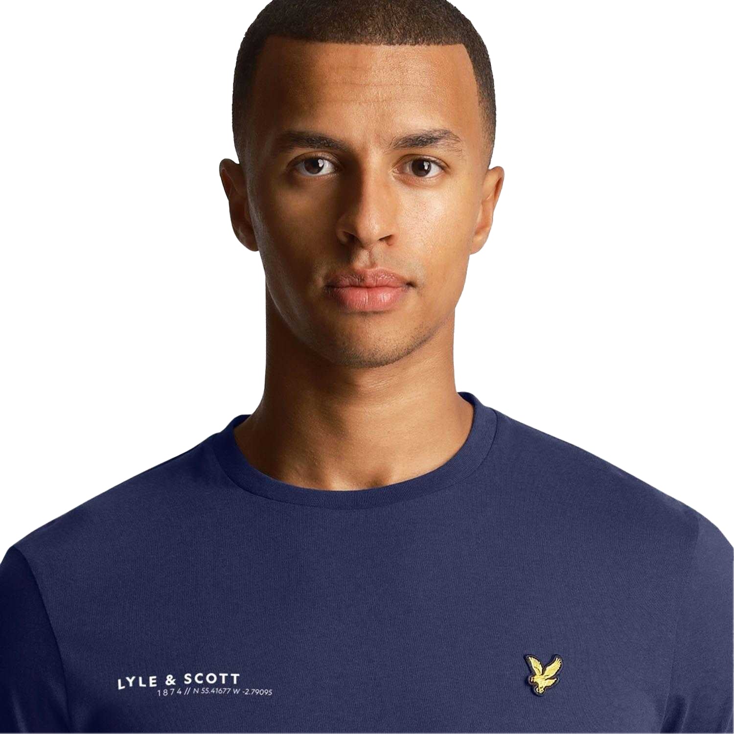 Navy - Side - Lyle & Scott Mens Co-Ordinate Print T-Shirt