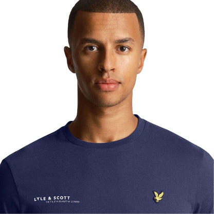 Navy - Side - Lyle & Scott Mens Co-Ordinate Print T-Shirt