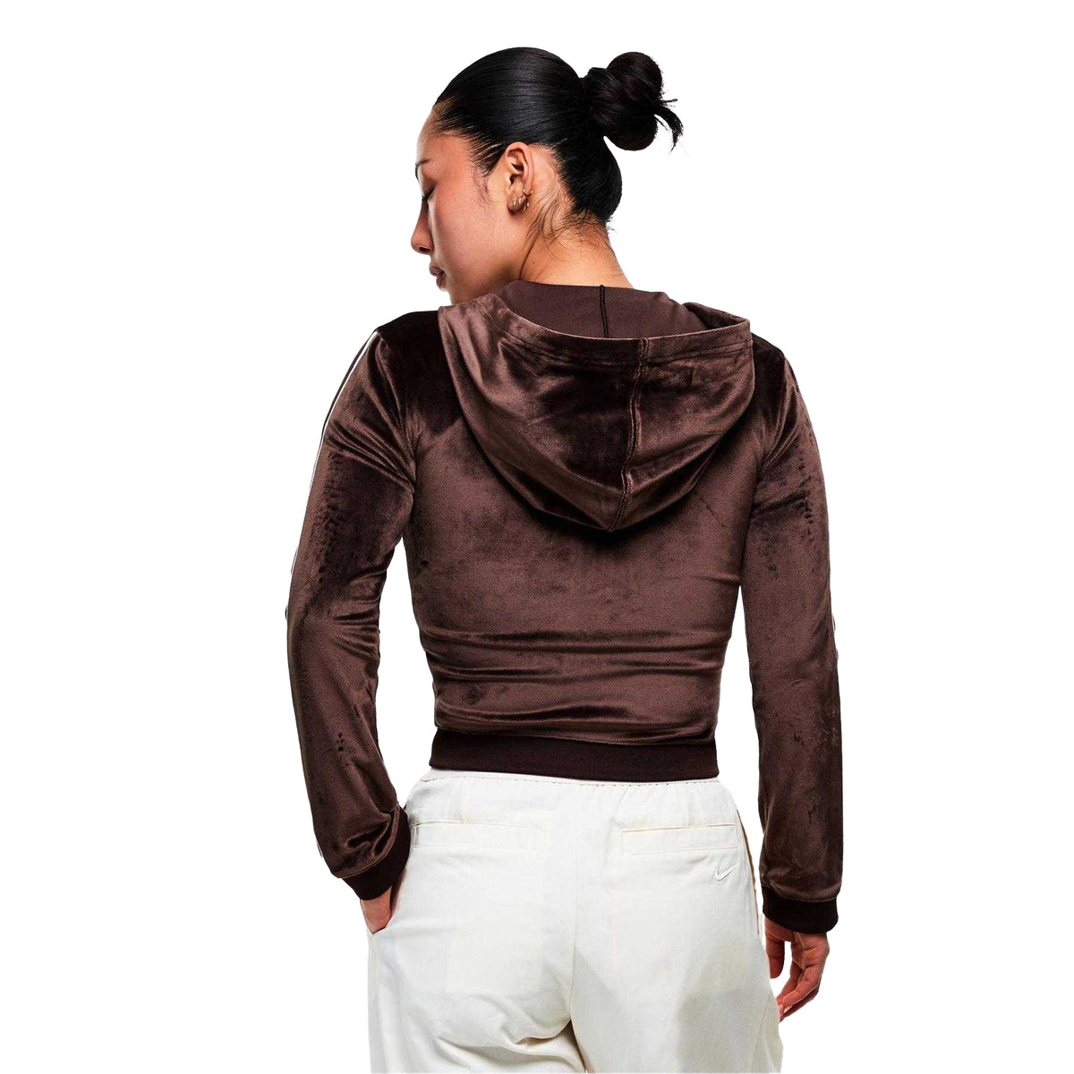 Brown - Pack Shot - Nike Womens-Ladies Swoosh Velour Full Zip Hoodie