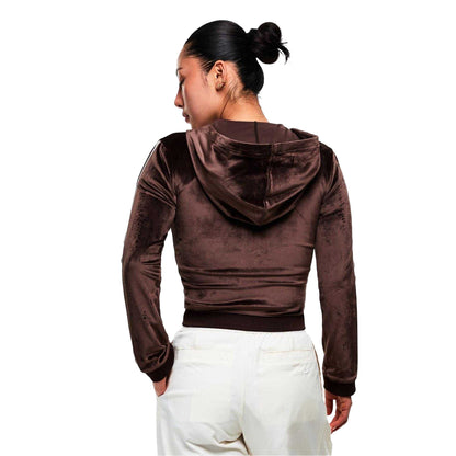Brown - Pack Shot - Nike Womens-Ladies Swoosh Velour Full Zip Hoodie