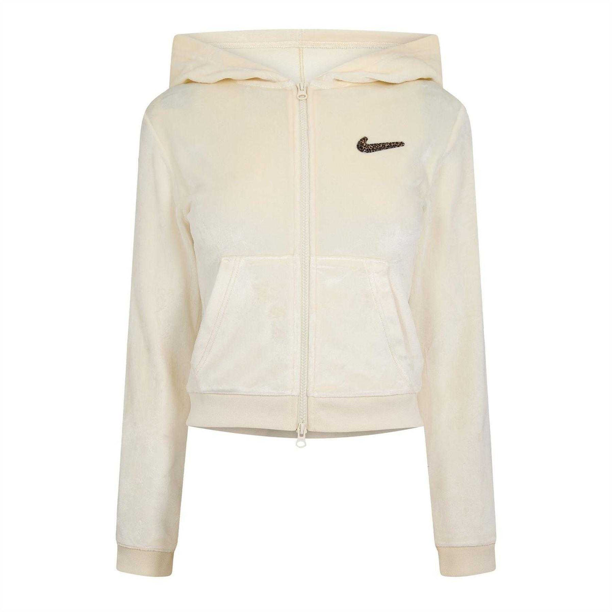 Coconut Milk - Front - Nike Womens-Ladies Swoosh Velour Full Zip Hoodie