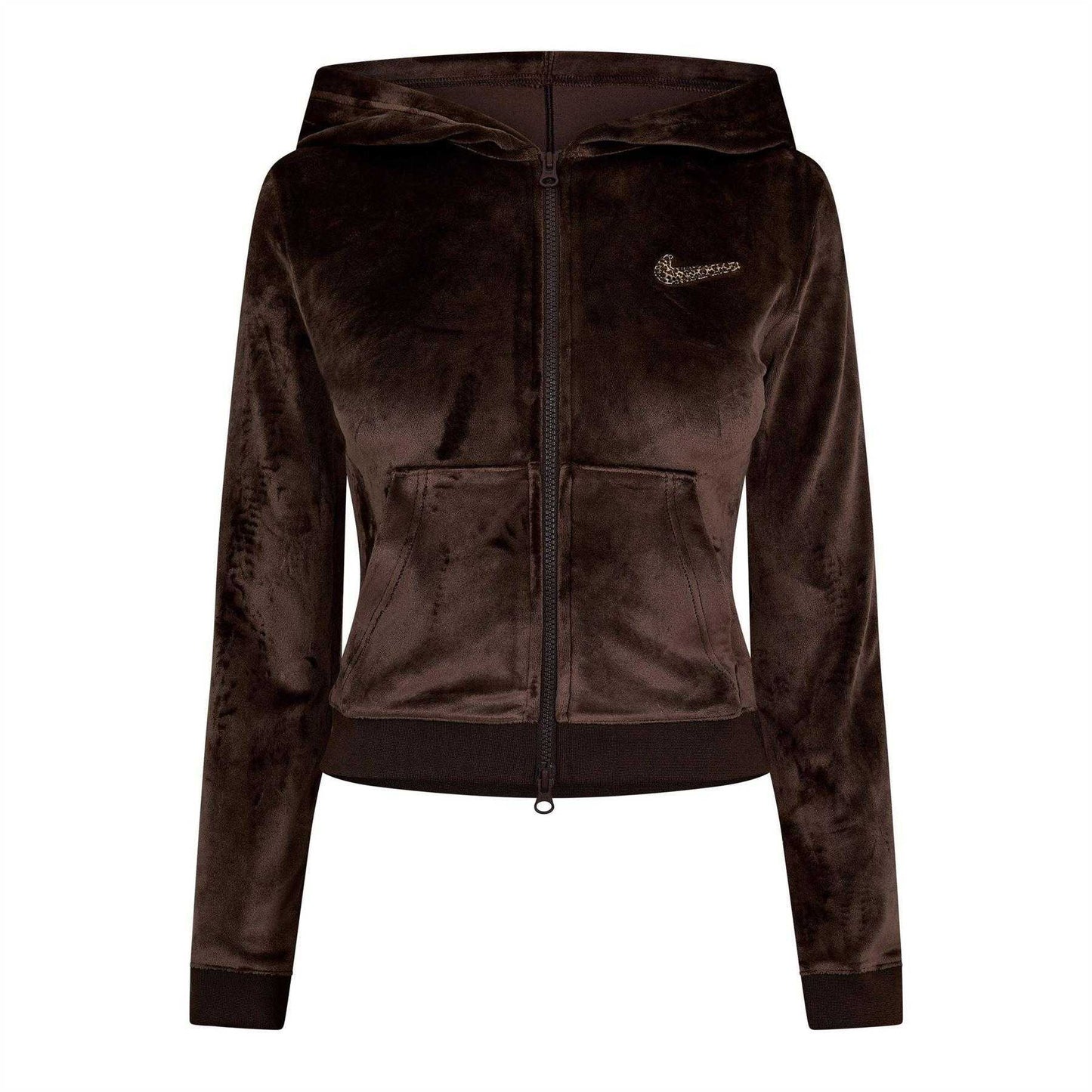 Brown - Front - Nike Womens-Ladies Swoosh Velour Full Zip Hoodie