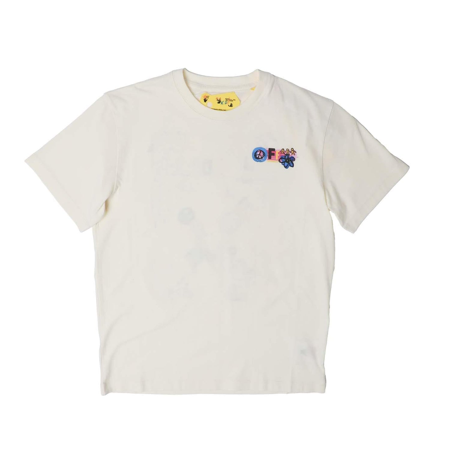 White-Pink - Front - Off White Childrens-Kids Together T-Shirt