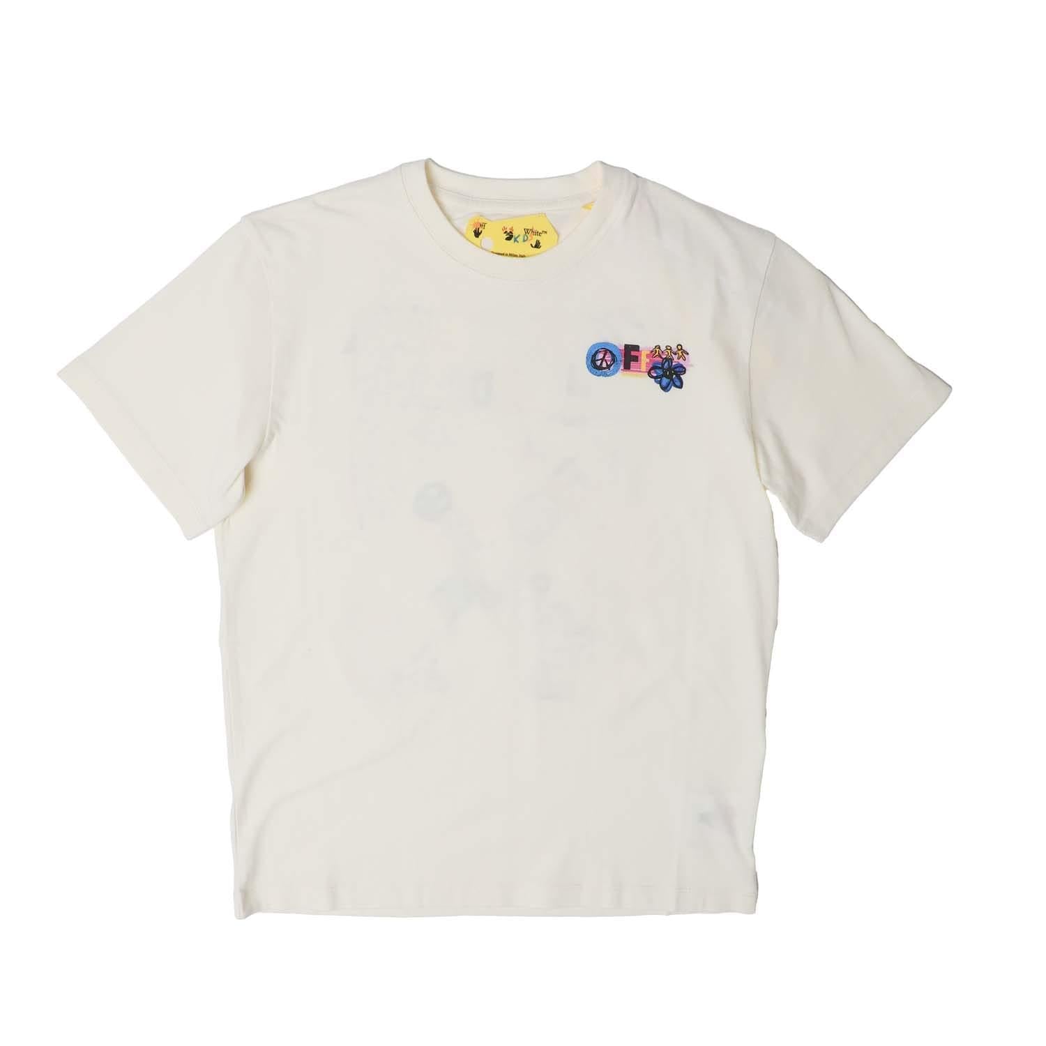 White-Pink - Front - Off White Childrens-Kids Together T-Shirt