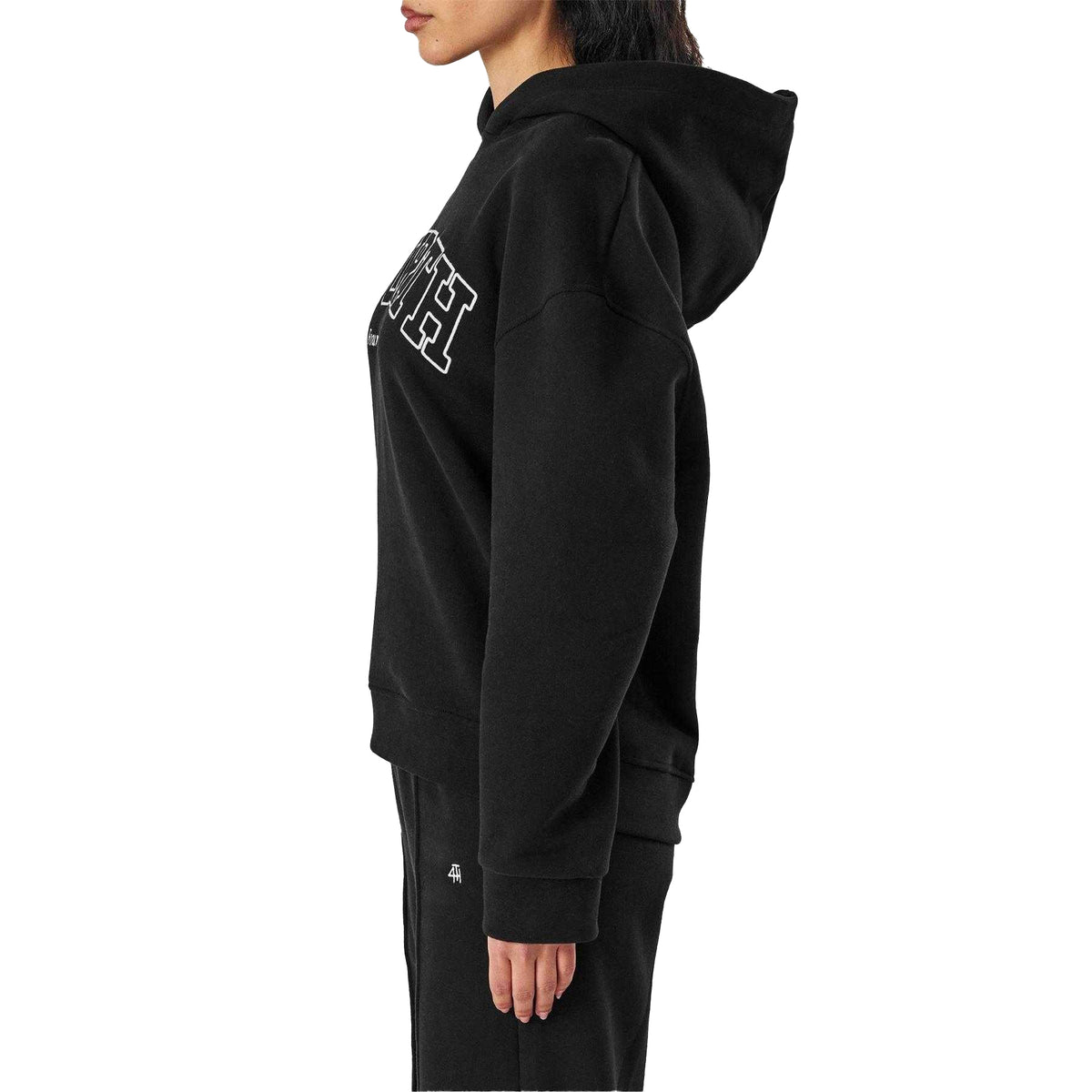 Black - Side - 4th & Reckless Womens-Ladies Cara Lettering Relaxed Fit Hoodie