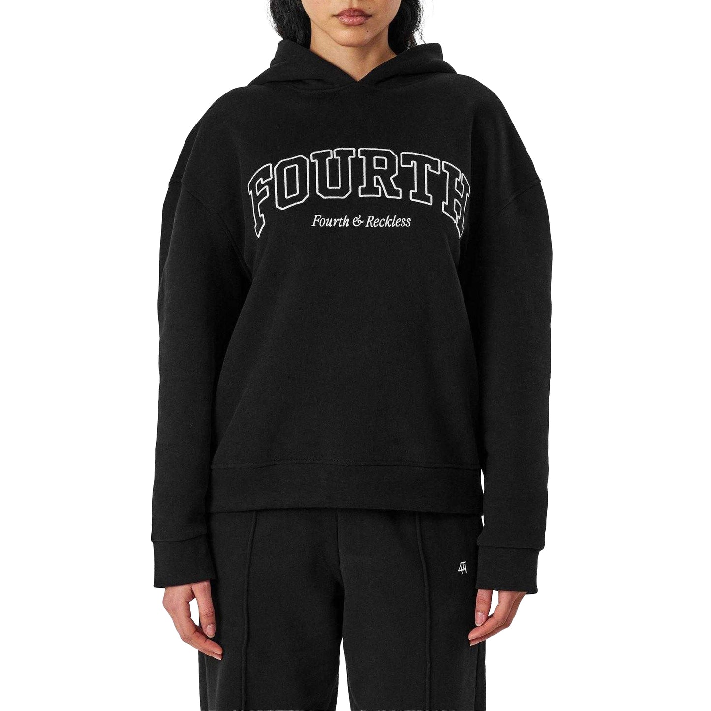 Black - Lifestyle - 4th & Reckless Womens-Ladies Cara Lettering Relaxed Fit Hoodie