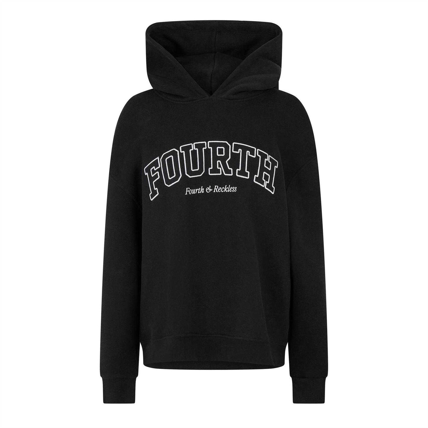 Black - Front - 4th & Reckless Womens-Ladies Cara Lettering Relaxed Fit Hoodie