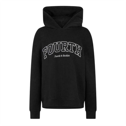Black - Front - 4th & Reckless Womens-Ladies Cara Lettering Relaxed Fit Hoodie
