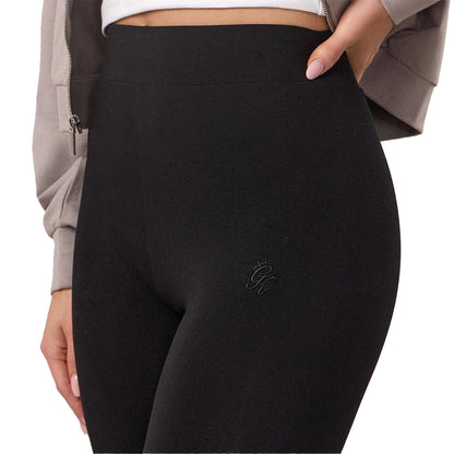Black - Side - Gym King Womens-Ladies Embroidered Logo Leggings